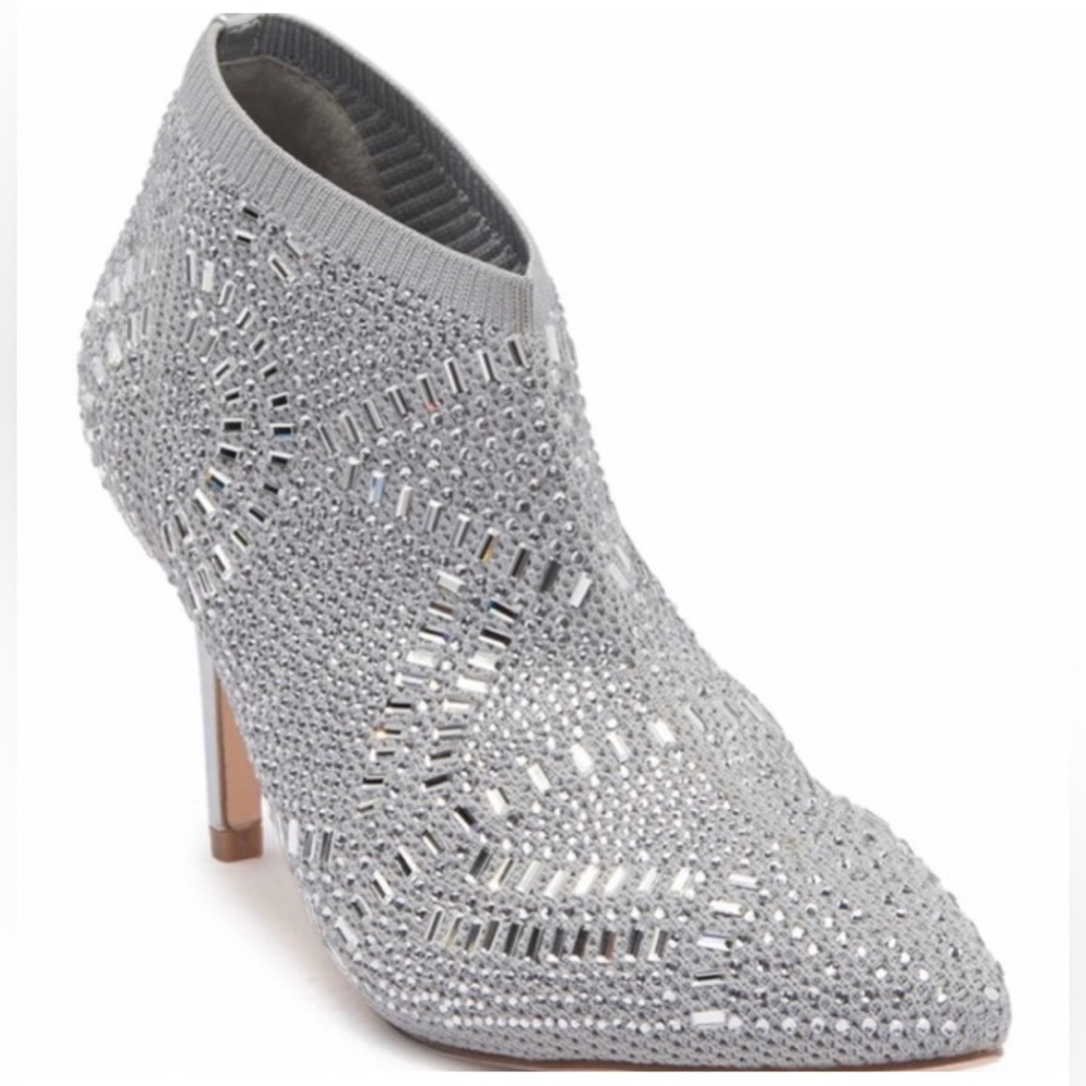Thalia Sodi Karmen Rhinestone Ankle Booties 4” in Silver - 8